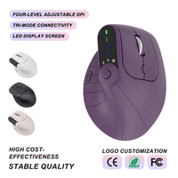 Souris Verticale Ergonomique Sans Fil avec Écran LED, 2400 DPI, 2.4G, Trois Modes, 7 Touches Optiques, Portée 10M, 57 Degrés, Vente en Gros OEM ODM
