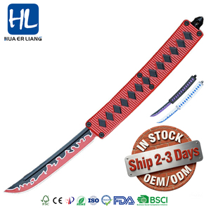 Couteau d'extérieur HL New Warrior en acier Damas, pour l'autodéfense et la découpe de papier, personnalisable OEM, style lame à bouton-poussoir pour le bricolage - Product Image 1