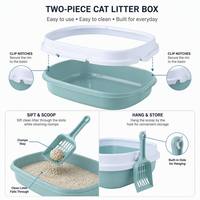 Bac à litière pour chat en plastique de grande capacité et accessoires, très demandés. Toilette semi-fermée pour chat avec design ouvert pour éviter les éclaboussures