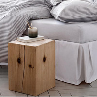 Table basse carrée en bois massif de style contemporain Table d'appoint de canapé en bois carbonisé pour salon Console de maison
