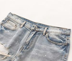 ผู้ผลิตเสื้อผ้าสตรีทแวร์ กางเกงยีนส์ขาสั้นทรงสลิมฟิตสไตล์วินเทจ ขาดๆ ซีดๆ สำหรับผู้ชาย - Product Image 3