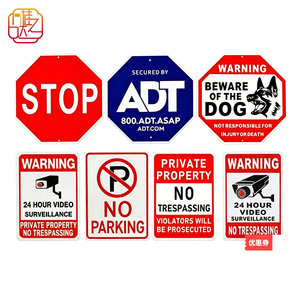 Juego de Señales de Seguridad para el Hogar y Señales de Tráfico, Placas de Advertencia de Aluminio con las Frases: "Parar, Prohibido Estacionar, Cuidado con Perros, <span class=keywords><strong>ADT</strong></span>, Prohibido el Acceso" - Product Image 1