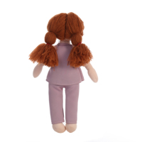 Poupée en tissu doux en coton pour fille, avec tresses doubles, pyjama violet, compagnon de sommeil pour enfants