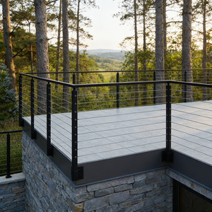 مجموعة درابزين من الفولاذ المقاوم للصدأ للشرفات والسلالم الخارجية - درابزين قابل للتعديل بحبل سلكي مقاوم للماء والصدأ للتركيب الذاتي - Product Image 5