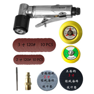 Lijadora neumática de ángulo recto de 3 pulgadas con juego de papel de lija de grano 120, almohadilla de pulido y adaptador para pulir metal y madera - Product Image 1