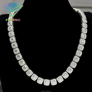 Collar/pulsera de tenis grande de 10 mm con diamantes de moissanita VVS, certificado GRA, pasa la prueba del probador de diamantes, chapado en oro sobre plata de ley 925. - Product Image 1