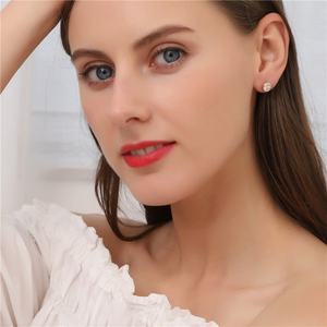 Ensemble de boucles d'oreilles Messi, or rose, mode, mariage, bijoux pour femmes, cadeau, or blanc, fête, moissanite, boucles d'oreilles rondes - Product Image 5