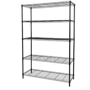 Conception flexible et réglable, étagère en fil métallique à 5 niveaux, revêtement en poudre noire, étagère en fil d'acier pour une utilisation polyvalente, rangement - Product Image 6