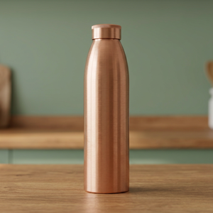Bouteille isotherme en cuivre au design minimaliste, bouteille d'eau portable de voyage avec couvercle - Product Image 4