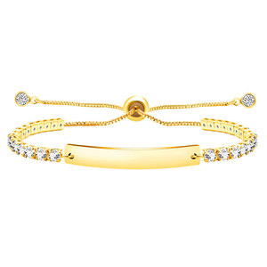 Pulsera Ajustable de Acero Inoxidable 316L Resistente al Agua y al Deslustre, Chapada en Oro de 14K y 18K con Circonitas, para Mujer - Product Image 2