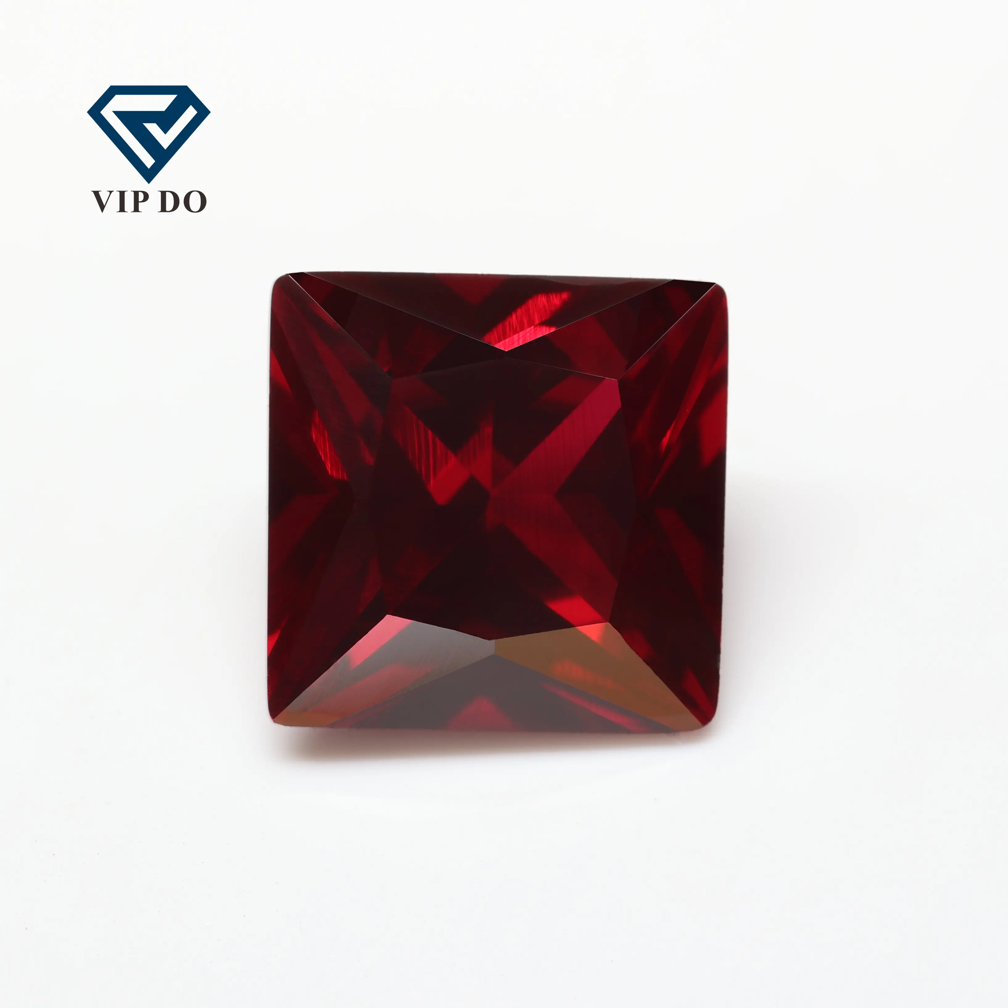 Manufacturers synthetic corundum gemstones Square cut 2*2mm-8*8 mm 8# dark red loose corundum stone ruby for jewelry making