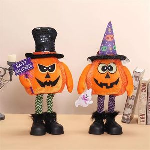 Cheerful <b>Orange</b> Pumpkin Figurines Set of 2 Cute Standing Ornaments for Fall Home Entryway - Product Image 3