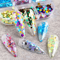 Vente flash - Paillettes rondes holographiques laser de différentes tailles pour la décoration des ongles en 3D