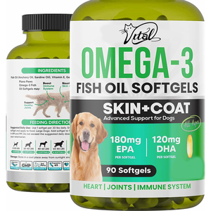 0mega3 Salmon Óleo de Peixe Cápsulas para Cães-Suporta Pele & Articulações Alergia/Litch Alívio Suporte Imunológico Vitaminas & Minerais Contagem 90 - Product Image 1