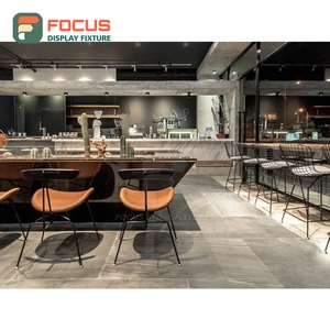 ชั้นวางสินค้ากาแฟสุดหรู แผงไม้ระแนง ชั้นวางขนม ชั้นวางโชว์หน้าร้าน - Product Image 1