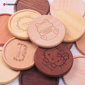 Custom Logo Wooden <b>Coaster</b> Engraving Factory Supply Round Square Cup Mats & Pads for Coffee Tea Bar Home Office - Product Image 6