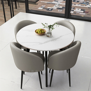 Set Moderno Minimalista di Tavolo Estensibile in Legno <span class=keywords><strong>e</strong></span> Sedie per Reception, 4 Posti, <span class=keywords><strong>Arredamento</strong></span> per Negozi di Tè <span class=keywords><strong>e</strong></span> Uso Commerciale - Product Image 4