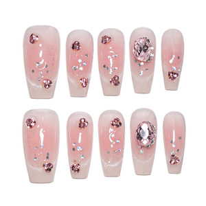10 Pièces <span class=keywords><strong>Faux</strong></span> Ongles en Résine Haut de Gamme Style Pure Desire Nail Art Brillant Diamanté Prêts à Poser French Cat Eye Demi-Ongles - Product Image 5