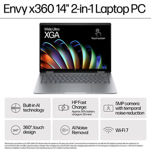 หน้า<span class=keywords><strong>จอ</strong></span>สัมผัส <span class=keywords><strong>HP</strong></span> Envy 14x360 2-in-1แล็ปท็อป14 "2.8K 120Hz Oled 360 ° พลิก R7-8840HS/32GB ram/ 1TB SSD กับหน้าต่าง11 - Product Image 6