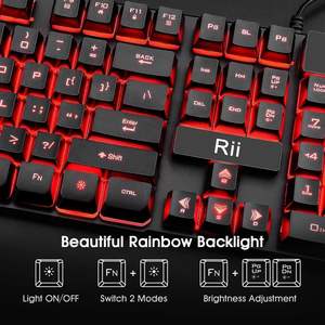 Ensemble clavier et souris de jeu Rii, 104 touches, filaire, rétroéclairage RGB à 3 LED, pour ordinateur portable, télévision, bureau - Product Image 6