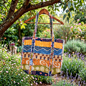 The Moountain Boy Color Blocked <b>Patchwork</b> Tote <b>Bag</b> with Ethnic Print Design Street Style for Spring and Summer Use - Product Image 6