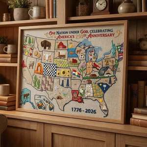 Kit de broderie au point de croix avec carte des États-Unis, toile en coton, fait main, forme rectangulaire, décoration pour la maison - Product Image 2