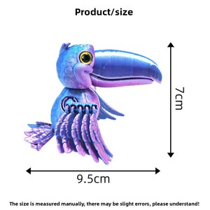 2026 Jouet de simulation d'oiseau perroquet à bec ouvert imprimé en 3D, créatif et amusant, avec ailes entièrement articulées et mobiles, modèle de simulation d'oiseau, ornements de bureau, cadeau - Product Image 3