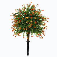 Boule de topiaire florale en buis et rose, avec piquet de sol, plante artificielle d'extérieur, faux arbuste, résistant aux UV, vert émeraude, Thanksgiving, Pâques
