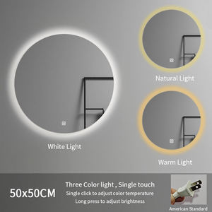Miroir de salle de bain LED intelligent moderne de 50 cm, éclairé, élégant, température de couleur réglable, résistant à l'humidité, montage mural, utilisation hôtel/villa - Product Image 5