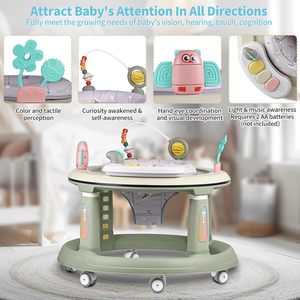 Siège <span class=keywords><strong>pivotant</strong></span> réglable à 5 hauteurs à 360 ° marchette pour bébé musique jouets détachables rebond repose-pieds centre d'activité pour 6-18 mois pour garçons - Product Image 4