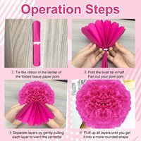 Bunga Pom Pom dari Kertas Tisu, Merah Muda, Merah Mawar, Bola Bunga Kertas untuk Dekorasi Pesta Ulang Tahun, Bridal Shower, Pernikahan, dan Baby Shower