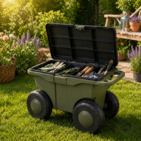 Chariot de rangement portable en plastique de style européen pour garage, jardin, scooter, outils, capacité de charge >10 kg, pneus tout-terrain