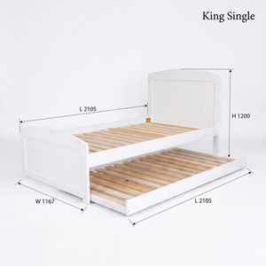 Cama Doble de Plataforma de Madera Radiata de Estilo Europeo Versátil con Función Integrada de Ruedas Desplegables, Diseño Inteligente que Ahorra Espacio para Dormitorios - Product Image 1