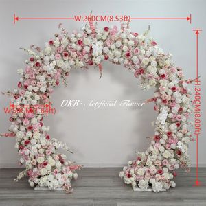 Arco de flores para boda de color neutro, tamaño y forma personalizables, decoración con rosas de seda artificiales para la decoración del escenario de bodas - Product Image 6