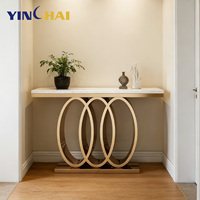 Table console ronde de haute qualité, directement de l'usine, style moderne, pour entrée, couloir, salon, salle à manger, meubles multifonctionnels en marbre