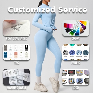 Tùy Chỉnh Yoga Thiết Lập Phụ Nữ Activewear Tập Thể Dục Cao Eo Xà Cạp Màu Hồng Zip Áo Khoác Thiết Lập Spandex Chải Thoáng Khí Chặt Chẽ Phòng Tập Thể Dục Mặc - Product Image 4