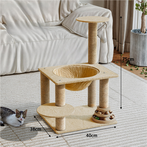 Arbre à chat interactif de luxe moderne et classique, écologique, de haute qualité, avec condo en bois et jouet d'exercice, design charmant - Product Image 1