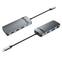 Base de Conexión USB-C 8 en 1 de Metal con VGA 1080P, 100W PD, Gigabit Ethernet y Puertos USB 3.0 para Laptop - En Stock