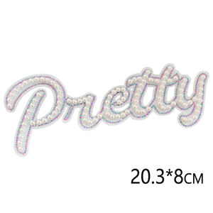 Bonita letra perla rebordear parche brillante bordado estilo autoadhesivo parche DIY en ropa chaquetas Jeans bolsas cojines - Product Image 3