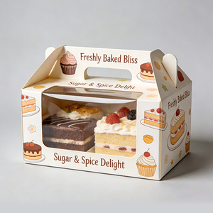 Cajas de Embalaje de Papel para Pasteles con Logotipo Impreso Personalizado, Diseño de Caja de Pastel Personalizada, Cajas de Embalaje de Papel para Alimentos Plegables Ecológicas con Ventana - Product Image 4