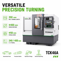 Tour CNC TCK46A, moteur servo CNC GSK, métal, petit tour horizontal à broche unique, usage moyen, 2 axes, capacité de déplacement Z de 360 mm
