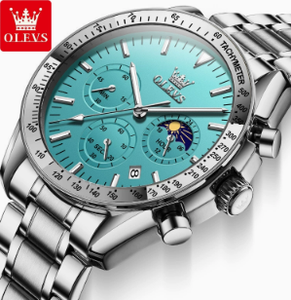 Montre sport chronographe à quartz 3618 Fashion pour femme, Moonswatch, calendrier, acier inoxydable, bracelet 20 mm, étanche - Product Image 5