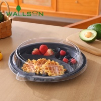 Assiettes en plastique jetables noires résistantes pour fêtes et restaurants, compatibles micro-ondes, vaisselle et bols en lot économique