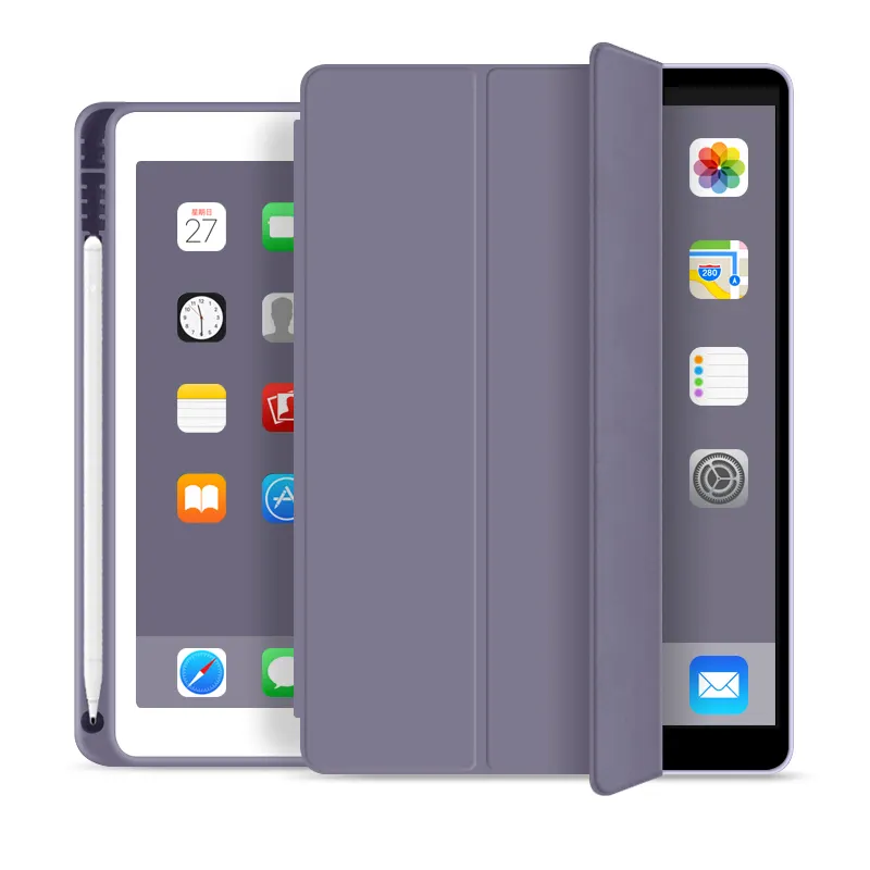Pu Auto-sleep/wake tablet case for ipad air 2 3 case with pencil holder