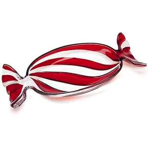 Weihnachten abstrakte Glasplatte Candy Glass Obst teller PEPPERMINT TWIST CANDY DISH für Hochzeit Wohnzimmer Dekoration