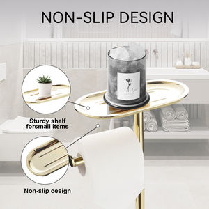 Porte-<span class=keywords><strong>rouleau</strong></span> de <span class=keywords><strong>papier</strong></span> <span class=keywords><strong>toilette</strong></span> Standi gratuit en acier inoxydable combiné avec support de rangement pour brosse de <span class=keywords><strong>toilette</strong></span> - Product Image 3