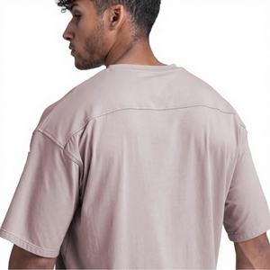T-shirt de sport oversize pour homme en polyester et élasthanne, uni, teint, de qualité supérieure, épais, idéal pour l'entraînement, la gym et la course à pied - Product Image 4