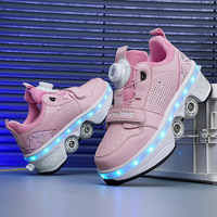 Chaussures à roulettes pour enfants avec 4 roues, chaussures de sport déformables avec lumières LED, patins rechargeables pour garçons et filles, patins volants
