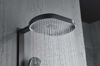 Support contemporain de haute qualité en laiton thermostatique et corps en PPA ensemble de douche de salle de bain gris pistolet à 4 poignées