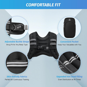 Rising Fitness Chaleco ponderado de nailon transpirable para hombres y mujeres Peso ajustable para gimnasio Correr y ejercicio al aire libre - Product Image 3